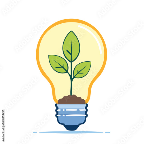 Light bulb with growing plant illustration