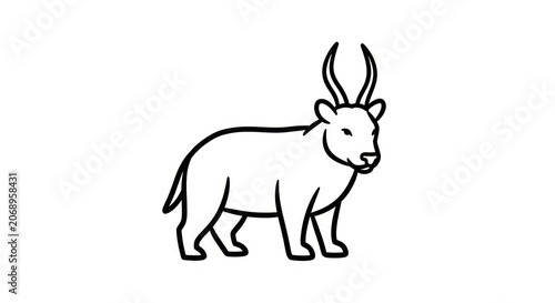 Black line drawing of a goat.