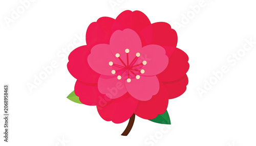 Vibrant Pink Flower Illustration Closeup.