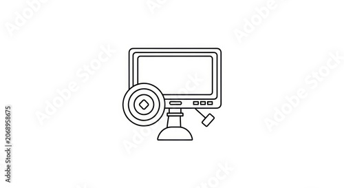 Computer monitor with camera icon.