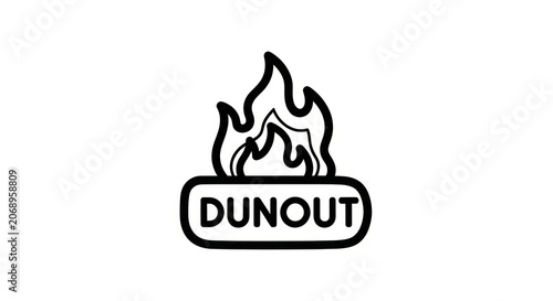 Dunout logo with flame icon.