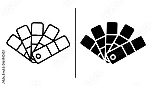 Fotografija Two Color Swatch Icons: A split image showing two representations of a color swatch fan