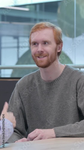 Young Man and Woman having Conversation in Office, Vertical Video