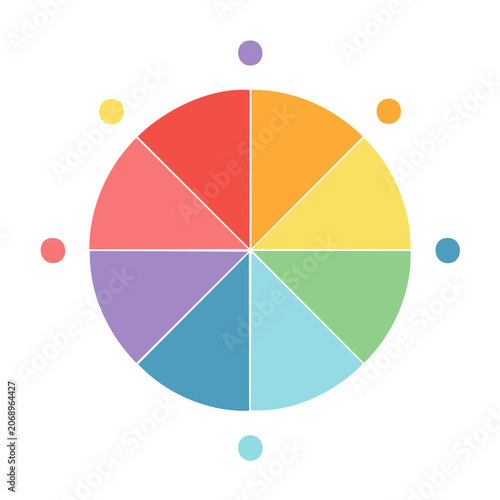 Flat design color wheel with segments and dots