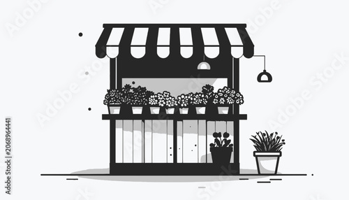 Obraz na płótnie Black and white flower shop store.