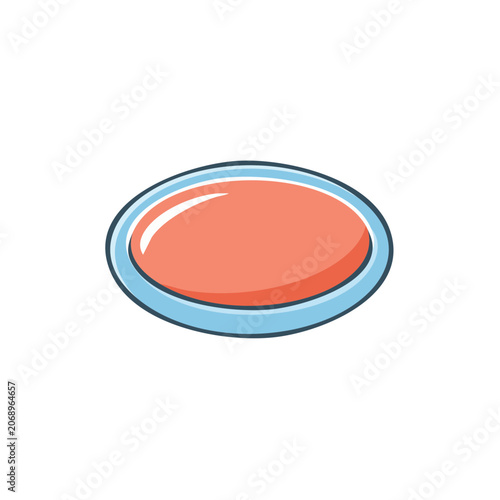 Flat red circular button with blue border