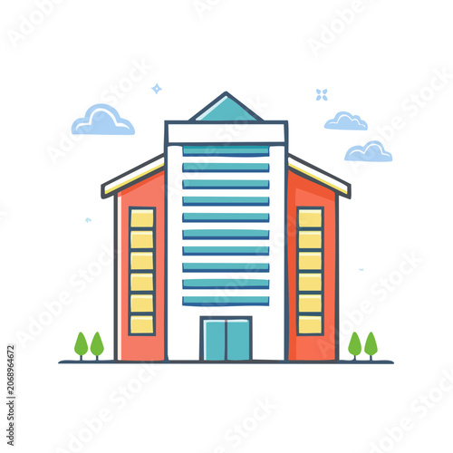 Flat illustration of a modern apartment building