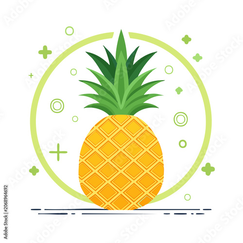 Flat vector illustration of a pineapple