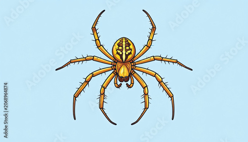 Yellow Garden Spider Closeup View.