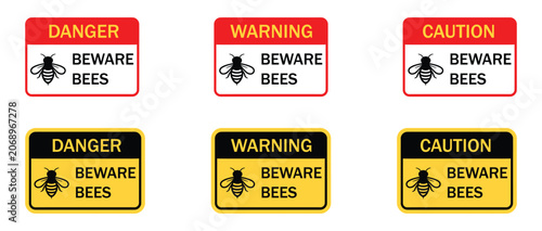 Tableau sur toile Honeybee insect hazard danger warning plate kit