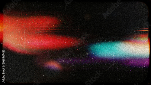 Cuadro en lienzo Retro Film Overlay with Colorful Light Leaks, Scratches and Film Grain on Black