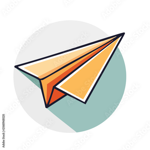 Flat design paper airplane icon with long shadow