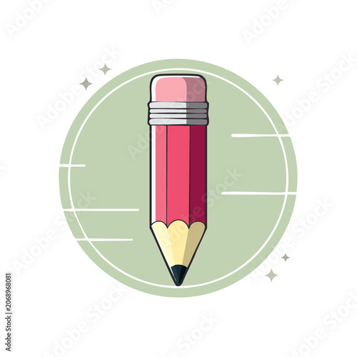 Flat illustration of a pink pencil with eraser
