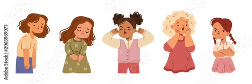 Fotografie Kid girls expressing negative emotions