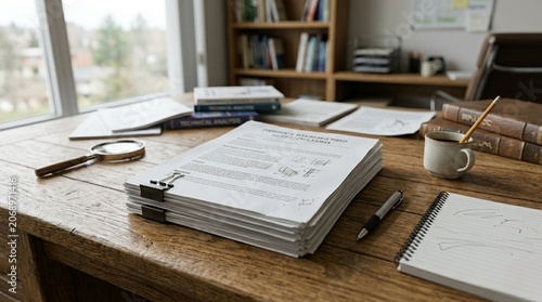 Patent Application Document on Research Desk — Intellectual Property Innovation Legal Stock Photo