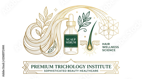 Premium Trichology Institute Hair Wellness Science Logo Design.