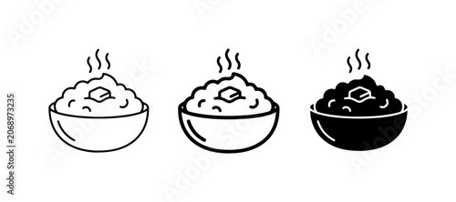 Foto Hot Mashed Potatoes Icons, Comfort Food Vector Graphics, Warm Meal Illustrations
