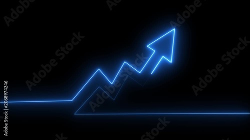 Abstract neon arrow business graph chart stock, trading, growth, business, abstract, trend, neon, market, arrow, 4k video.