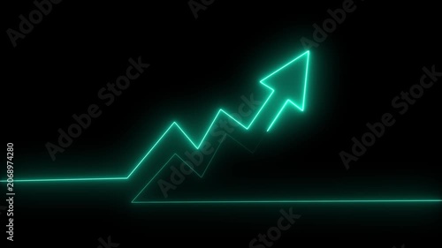 Abstract neon arrow business graph chart stock, trading, growth, business, abstract, trend, neon, market, arrow, 4k video.