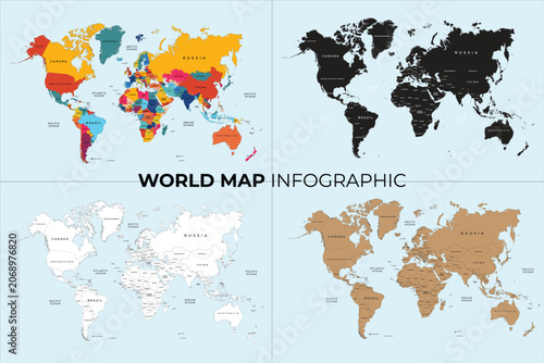 World Map Infographic Template Set
