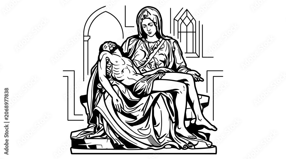 Fototapeta premium Pieta sculpture of Mary holding Jesus Christ 1.
