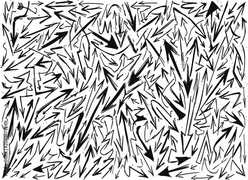 Schilderij op canvas Hand drawn arrows chaotic pattern for creative design projects