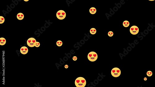 Social Media Live Style Emoji With black Background, Live streaming animated emoji stream reactions social media, Floating smiling emoji animation