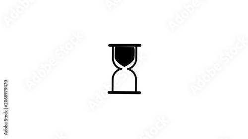 Loading process visualization with hourglass icon and scanning laser light effect.