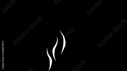 straight and curved smoke icon animated hot smoke icon coffee cup tea 2d 4k looping animated 4k video.