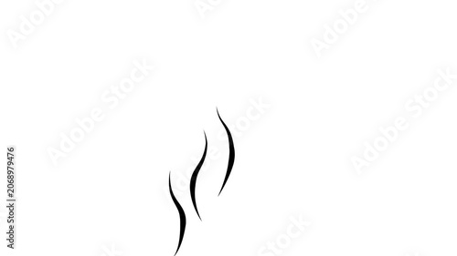 straight and curved smoke icon animated hot smoke icon coffee cup tea 2d 4k looping animated 4k video.