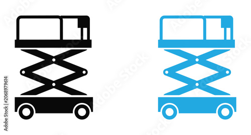 Fotografía scissor lift silhouettes in various positions and designs on white background for construction and industrial concepts industrial equipment illustrations