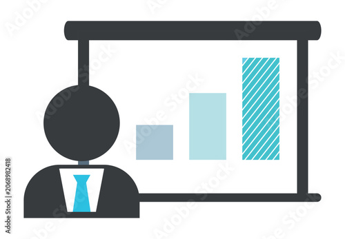 Business Presentation Illustration Featuring Financial Analytics Report, Data Visualization Dashboard and Corporate Performance Review Concepts