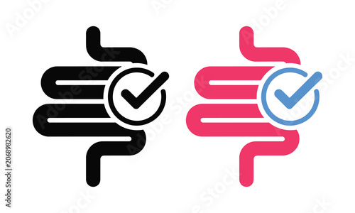 Slika na platnu Healthy gut digestion icon with checkmark symbol