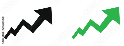 Business Growth Trend Arrow Icons Showing Financial Success, Revenue Increase, Market Expansion and Performance Improvement Concepts