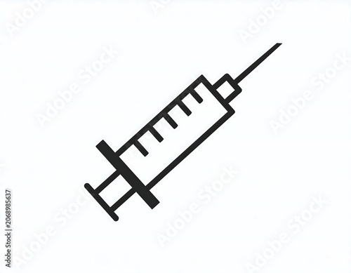 Simple Black Syringe Icon Isolated on White Background