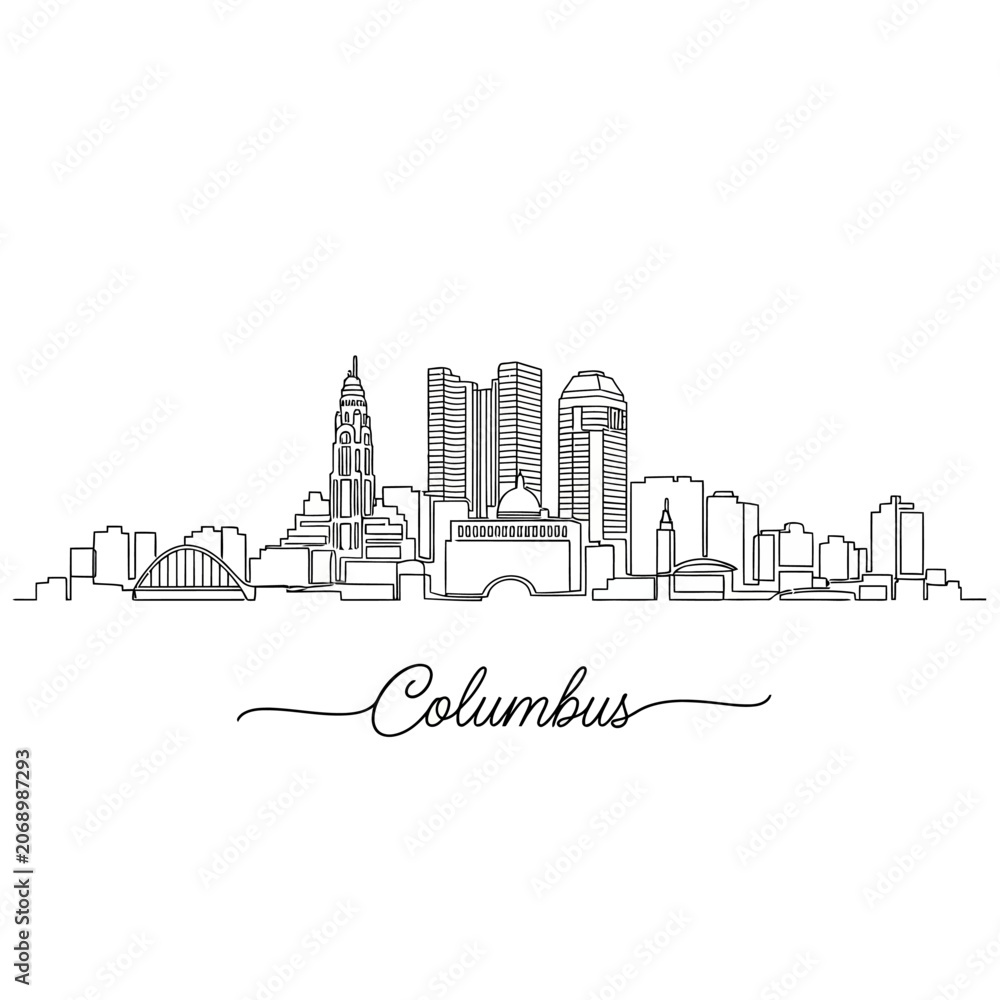 Obraz premium Columbus Ohio Skyline Silhouette Illustration