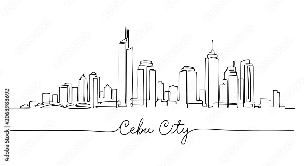 Obraz premium Cebu City Skyline Line Drawing - Minimalist Urban Art