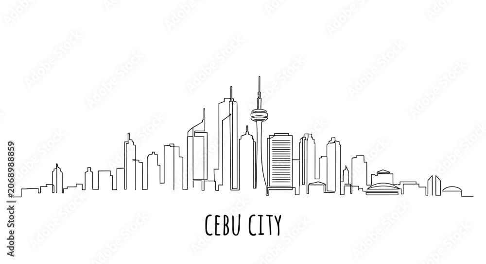 Fototapeta premium Cebu City Skyline, Abstract Artistic Illustration, Architectural Outline