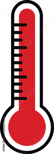 Red thermometer icon showing high temperature measurement
