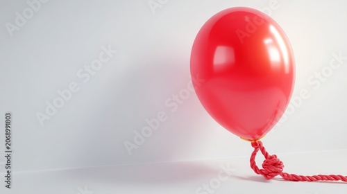 Single Red Balloons on White Background for Celebration or Party