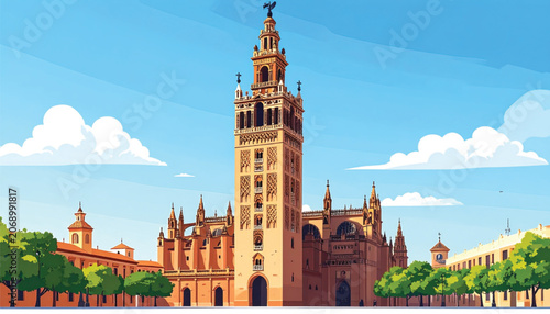 Giralda Tower Sevilla Spain Architecture.