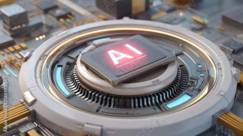 Advanced Artificial Intelligence Concept with Microprocessor and Circuitry