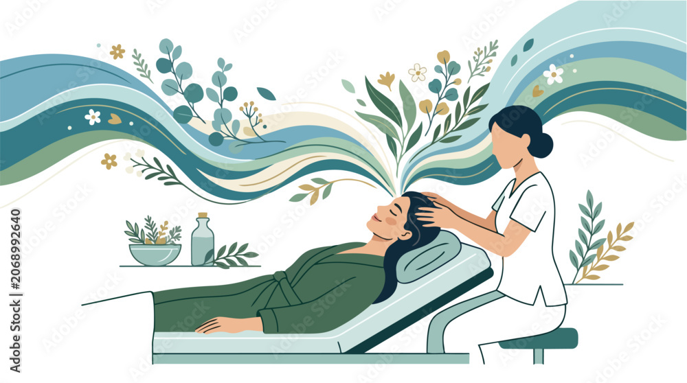 Obraz premium Professional head massage therapy session for relaxation and wellness.
