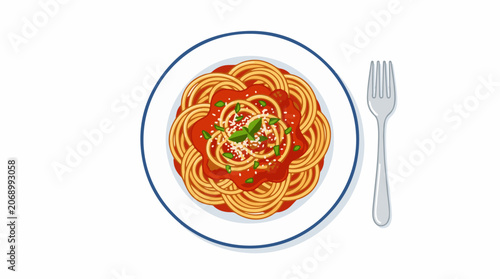 Spaghetti with tomato sauce on a plate