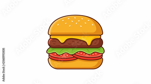 Cartoon cheeseburger with lettuce and tomato