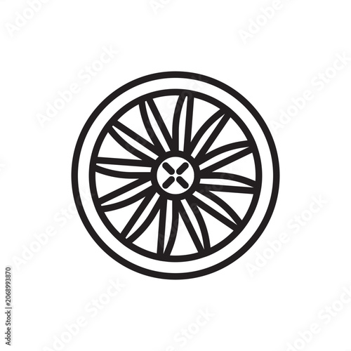 Foto Turbine blade icon symbolizing rotational propulsion, representing hardware, factory tools, electrical gear, safety systems, and logistics for fluid dynamic power generation and radial rotor cooling