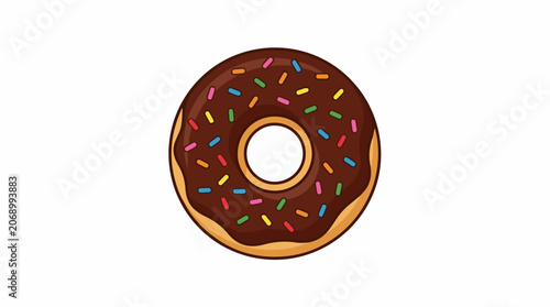 Chocolate donut with colorful sprinkles on top