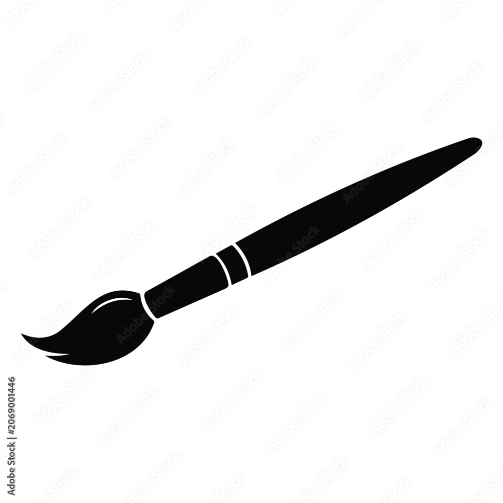 Fototapeta premium Artistic paintbrush illustration for creative painting projects in black minimalist vector.