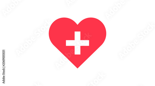 Medical, healthcare, heart, cross symbol, vector icon