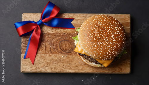 Classic Cheeseburger with Bow for Independence Day Celebration